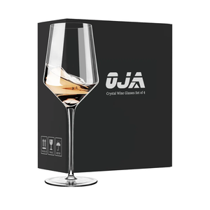 OJA White Wine Glasses Set of 4- Modern Crystal Hand Blown Wine Glass-15 oz,Thin Rim,Long Stem,Perfect for Red or White,Daily Use,Unique Wedding Anniversary or Birthday Gift