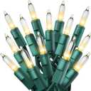 PREXTEX 100 Count Clear Christmas Lights - 20 ft Ultra Bright String Lights with Green Wire for Indoor and Outdoor Use, Christmas Trees, Holidays, Patios and Garden