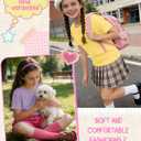 Oakgarden 4 Pack Girls Short Sleeve T Shirts Kids Casual Loose Tops Rolled Cuff Cute Basic Tees 5-14 Years Back to School