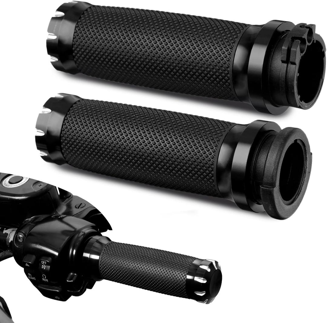 Amazicha 1inch Hand Grips, Cable Throttle Control Handlebar Grips Fit for Harley ’08-’13 XR, ’96-’07 Touring, ’02-’17 VRSC, ’96-Later XL, ’96-’17 Dyna (Except FXDLS)
