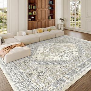 zesthome 9x12 Area Rugs,Stain Resistant Washable Rug,Ultra-Thin Rugs for Living Room,Bedroom,Non-Slip Backing Home Decor Large Area Rug (Beige, 9'x12')