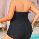 Daci Plus Size Bandeau Tankini Swimsuit for Women 2 Piece Halter Swim Top with Shorts Tummy Control Bathing Suits (Size 22W, Black)