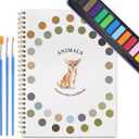 2 x Dancart Watercolor Kit with Outlines, Watercolor Book with 12 Colors Rustproof Box, 3 Brushes & Multi-Theme Painting Kit for Teens & Adults