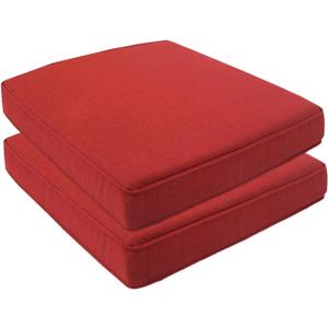 20x20 inch Patio Chair Cushion 2/Pack Resilient Foam Filling Water Repellent Stain-Resistant UV Resistant Weather Resistant with Zipper for Patio Furniture Chili