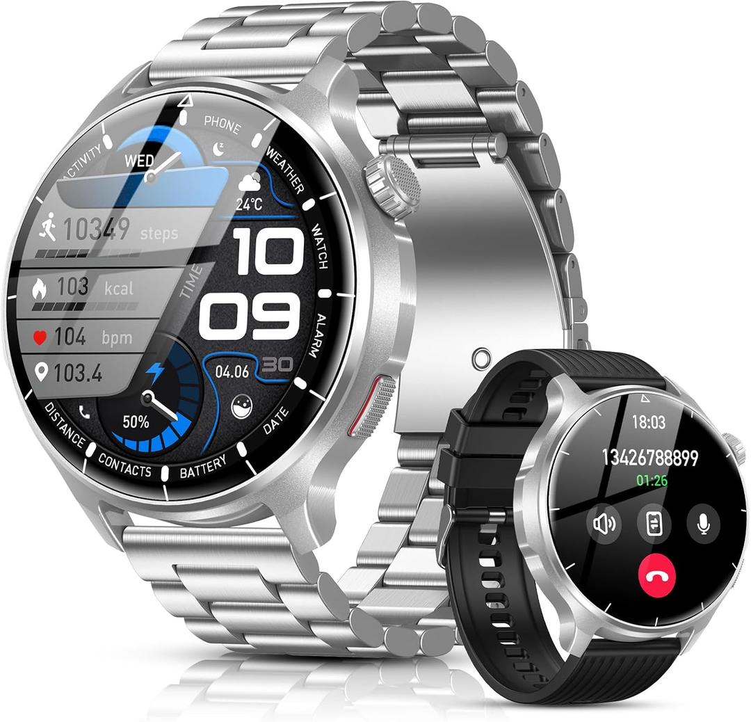 Smart Watch for Men, 1.52" HD Fitness Tracker with Blood Pressure SpO2 Heart Rate Sleep Monitor, 110 Sports Modes, 1000mAh Battery Watches for Men Compatible with Android iPhone