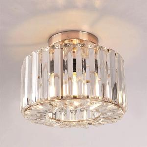 FRIDEKO HOME Semi Flush Mount Ceiling Light - Crystal Chandelier Modern Ceiling Lamp Hallway Light Fixtures Gold Light Fixture for Porch Kitchen Bedroom Living Room Entryway (9.05 inch)