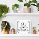 I Am Enough - Inspirational Positive Quote Desk Wooden Box Sign, Rustic Wood Block Plaque, Tabletop Decorations, Bedroom Living Room Kids Playroom Office Dcor
