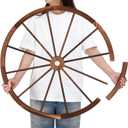 CroBlissful 1 Pc Wooden Wagon Wheels 30 Inch Removable Decorative Wooden Wheels Old Western Wood Wagon Wheel Hanging Cowboy Party Decorations Wood Wheels for Bar Garage Indoor Outdoor