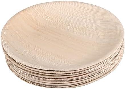 Eco soul Round 10 " Compostable Palm Leaf Plate  Dinner Plates Party Plates for Celebration Lunch Picnic Birthday Count of 50