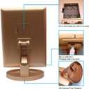 deweisn Floor Mount Tri-Fold Lighted Vanity Mirror with 21 LED Lights, Touch Screen and 3X/2X/1X Magnification, Two Power Supply Modes Make Up Mirror,Travel Mirror