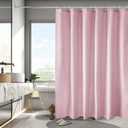 AooHome Extra Long Shower Liner, Polyester Solid Color Shower Curtain with Hooks, Weighted Hem, Water Repellent, 72x84 inch, Pink