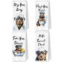 SkipTiger Funny Rottweiler Hand Towels for Bathroom Washroom, Dog Bathroom Decor, Rottweiler Gifts for Women Men, Humorous Dog Hand Towels, 16x24 Inch Set of 4