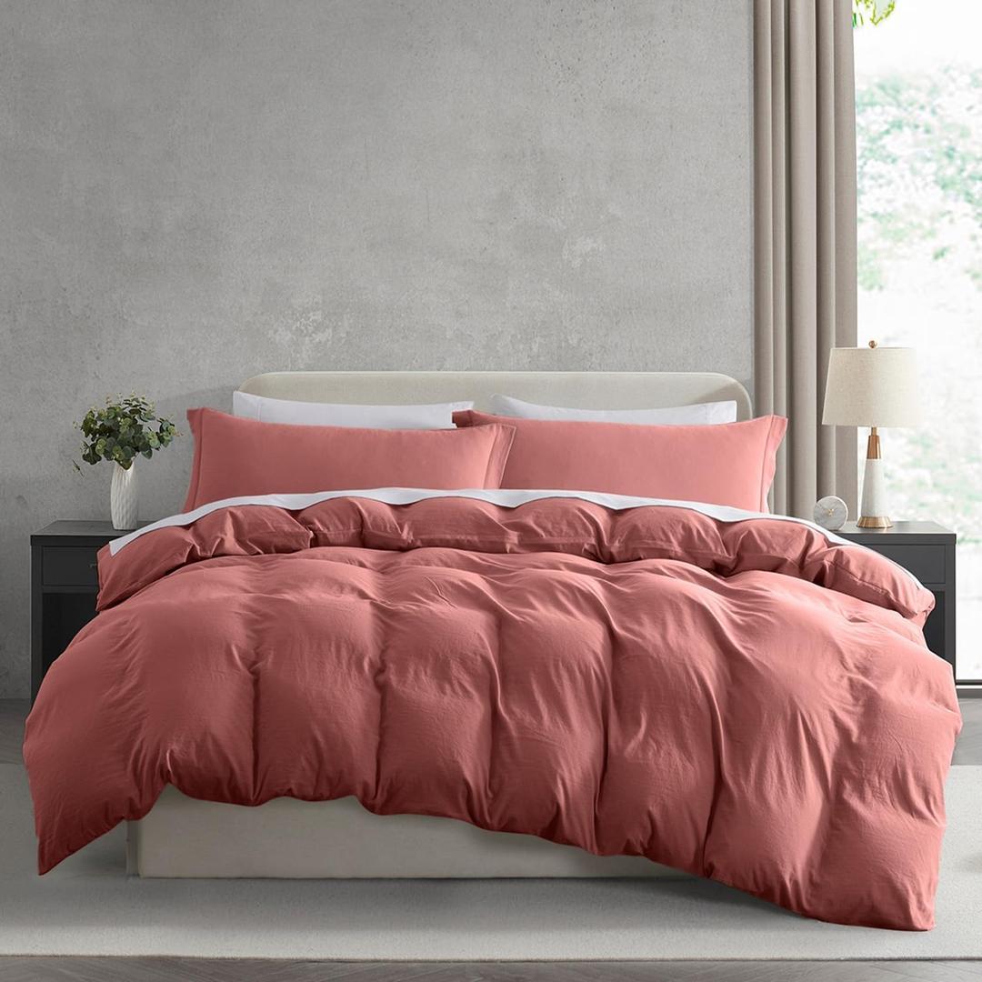 Nestl Pink Clay Duvet Cover King Size - Soft Prewashed King Duvet Cover Set, 3 Piece, with Zipper Closure, 1 Duvet Cover 104x90 inches and 2 Pillow Shams