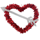 2 red Valentine tinsle hearts with arrow 16"