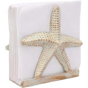 THDC Nautical Napkin Holder, Lunch, Dinner, Nautical Collection Napkin Holder, Made of Metal (Star Distressed Off-White)