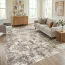 WITSHOCK Area Rugs 9x12 Living Room Rug - Washable Neutral Soft Low Pile Non-Slip Modern Abstract Thin Large Indoor Carpet for Bedroom Dining Room Nursery Office - Dark Brown