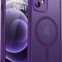CANSHN Magnetic Compatible with iPhone 12 Case, Upgraded [Full Camera Protection] [Compatible with Magsafe] [Translucent Matte] Shockproof Protective Phone Case Cover 6.1 Inch - Deep Purple