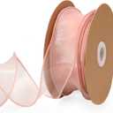1.5 Inch Sheer Organza Ribbon Nude Pink Wavy Knot Wired Ribbon 25 Yards for Gift Wrapping, Bouquet Wrapping,CraftChristmas-Birthday-Wedding-Party Decoration (1.5 inch, Nude Pink)