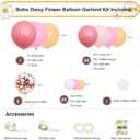 Daisy Balloon Garland Pink Blush Pastel Orange White Balloons with Flower Clips Rose Gold Confetti Balloon Arch Kit for Boho Daisy Baby Shower Party Decorations