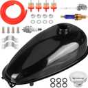 4L Metal Fuel Tank with Cap, Petcock, Filter, Line for 2 Stroke 49-80cc Motorized Bike, Motorcycle