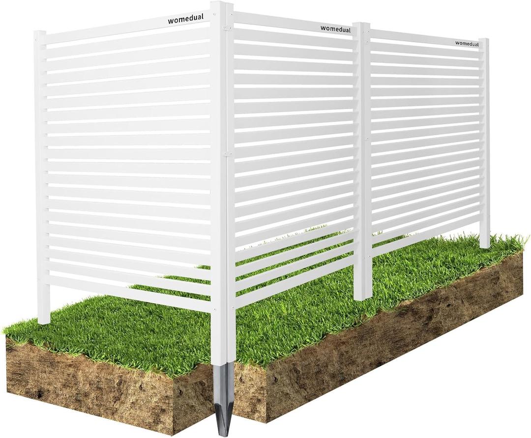 Air Conditioner Fence - 48" W x 48" H Trash Can Fence, Easy Assembly Privacy Fence Panels for Outside, Decorative Screen for AC Units & Pool Equipment, White Vinyl Fence 3 Panels