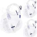 3 Pack Urinary Drainage Bags 2000ml with 48 Inch Flexible Tube, Anti Backflow Design, Clear Scale, Leak Resistant Urine Collection Bag with Dual Hooks, Tie Straps, Cross Valve