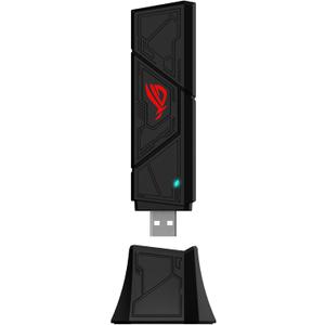 ASUS ROG USB-BE92 Tri-Band BE6500 WiFi 7 USB Adapter, 6GHz Band, Support 4096-QAM, Multi-Link Operation (MLO), Compatible with Type A and C, WPA3 Network Security