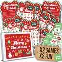 WOODAMORE Christmas Bingo Game for Large Group - 25 Christmas Bingo Cards for Adults, Fun Christmas Games for Family Party, Christmas Party Games, Xmas Holiday Bingo Christmas Trivia Games Cards Set (Red)