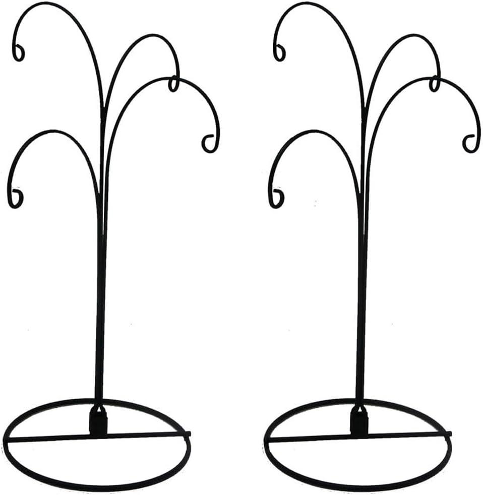 HOHIYA Ornament Display Stand 12 Inch 4-Arm Metal Holder for Christmas Ornaments Glass and Crystal Ball Decorations Art Craft Hanging Hanger Black 2 Pack