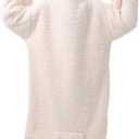 Goose Blanket Hoodie Onesie Adult & Kid,Oversized Warm Duck Wearable Hoodie Blanket with Sleeves,Cozy Sleeping Bag (Small, White)