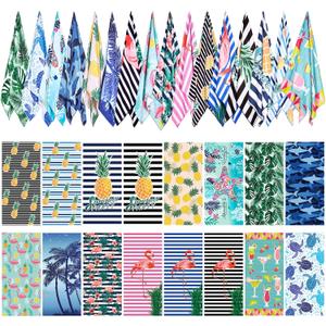 Redbaker 16 Packs 59 x 28 inches Oversized Mixed Style Beach Towel Bulk Extra Large Pool Towels Set Microfiber Quick Dry Swim Towel Blanket for Women Men Adult Bath Travel(Fresh Colors)