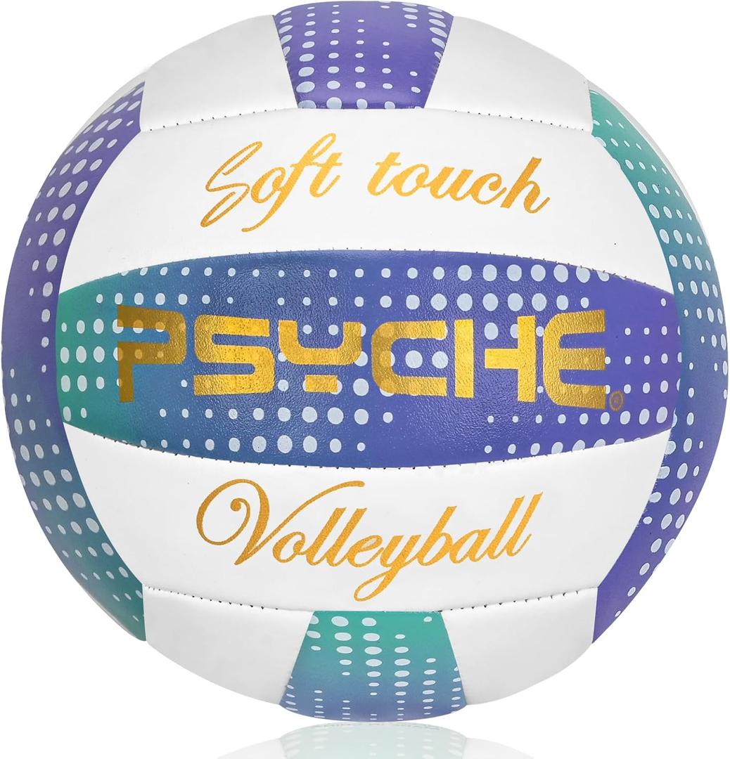 Wisdom Leaves Volleyball Official Size 5,Soft Volleyball for Kids,Youth,Adults Indoor Outdoor Beach Park Games PlayBest Gifts  (green purple-Dot)