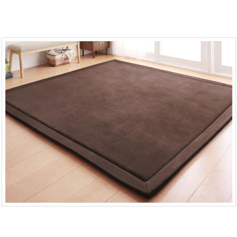 Loartee Coral Velvet Crawling Rug (4'11" X 4'11") for Toddlers - Coffee Area Rug Play Mat, Yoga Mat Exercise Pad, Carpet