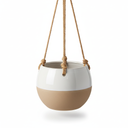 Hanging Planter, Pots, Ceramic Round,Rope Hanger, Indoor outdoor