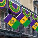 10 Pcs Mardi Gras Flag Bunting Set 4 59 x 35 Mardi Gras Flag 6 33 x 19 Bunting Happy Carnival Decoration Canvas Header and Double Stitched Fat Tuesday Flags Polyester with Brass Grommets