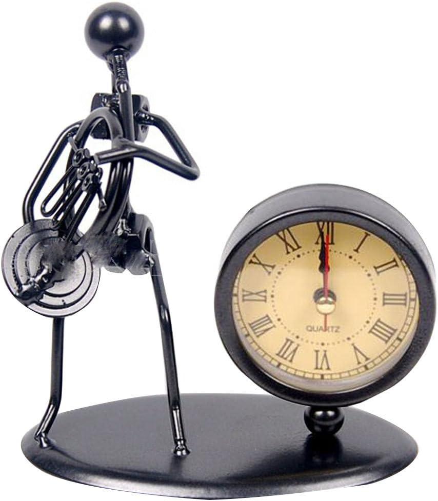 Classic Vintage Old Fashion Iron Art Musician Clock Figure Ornament for Home Office Desk Decoration Gift (C67 French Horn)