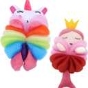 2pcs Cartoon Bath Balls for Kids Kid-Friendly Shower Loofah Sponge Fun Mermaid Design for Toddler Bathing