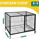 Metal Small Chicken Cage for 4-6 Chickens with Floor, Portable Rabbit Hutch with Top & Side Opening Doors and Quickly Lock for Poultry Hen Goose Duck, 33.5"x23.6"x27.5"