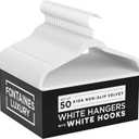 Fontaines Luxury Kid's White Velvet Felt Non Slip Clothes Hangers 50 Pack - Ultra Slim & Space Saving - Heavy Duty Swivel Black Hook for Children's Clothing, Shirt, Dress, Skirt & Pants Organization