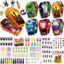 269 PCS Halloween Party Favors for Kids, 24 Pack Coffin Box Treat Goodie Bags with Non-Candy Treats Toys Bulk for Trick or Treat, Halloween goodie bag stuffersKids Prizes Classroom Basket Stuffers
