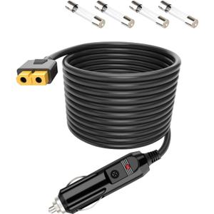 Car Charger XT60 Extended Power Cord 12V/24V Compatible with Anker 757/767, Bluetti EB55, Ecoflow Delta/Receiver Series Portable Power Stations. (6.6 feet)