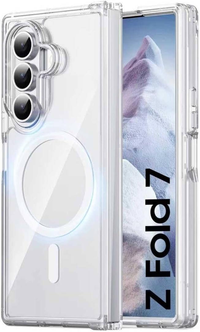 for Samsung Z Fold 7 Case Clear, Compatible with MagSafe, [No Screen Protector] [Anti-Yellowing] Slim Shockproof Protective Phone Case for Galaxy Z Fold 7 (Transparent)