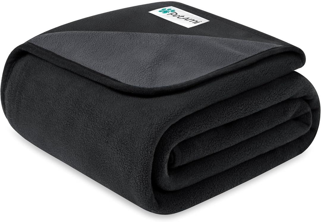 PetAmi Waterproof Pet Blanket Dog Bed Couch Cover for Furniture, Reversible Washable Soft Fleece (Medium (29x40), Black/Gray)