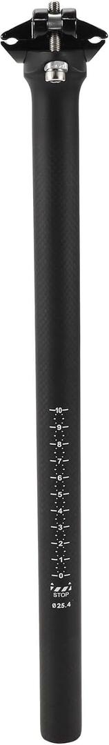 Universal 25.4x350mm Carbon Fiber Pattern Matte Black Bike Seat Posts Shock Absorbing Bike Saddle Post Seat Tube Carbon Fiber 1 Pc