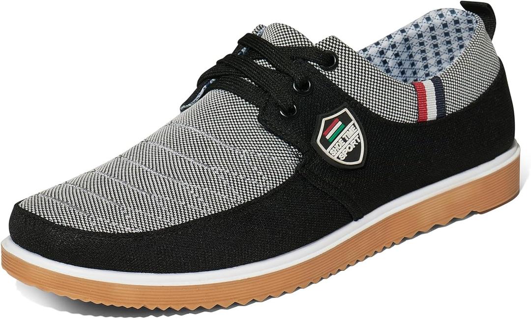 SMILIN Men's Canvas Casual Shoes, Lightweight Breathable Sneakers for Daily Comfort, Non-Slip Bleeze Walking Shoes for Men (10, Black)