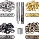 Wolfride 100 Sets Brass Grommet kit 10mm 3/8" Inside Diameter Canvas Fabric Grommet Kit Tarp Eyelet kit (4 Colors)