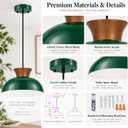 14-Inch Green Pendant Light for Kitchen Island with Remote Dimming