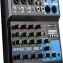 Dj Mixers 5 Channel Audio Mixer Sound Board with Bluetooth, Usb Audio Interface with 48V Phantom Power Sounds Mixer Board with FX Reverb Delay Effect for Streaming