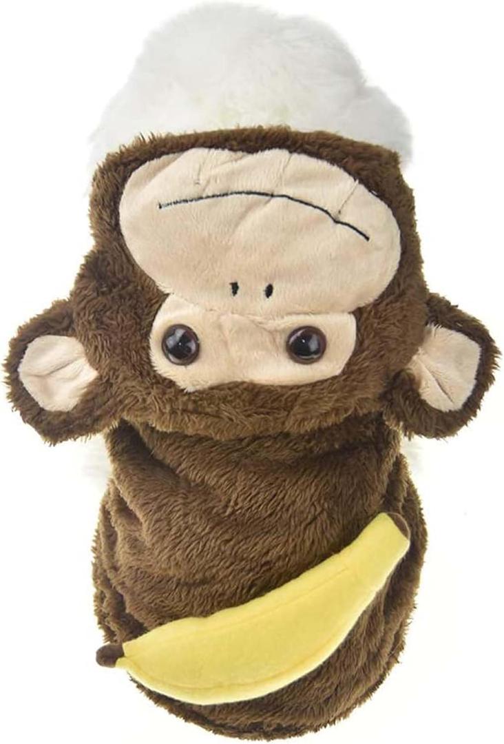 Monkey Halloween Costume Outfits for Small Dog Funny Pet Coat Jacket Clothes in Cold Weather (M(Pet 10-12LBS), Brown Monkey)