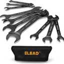 ELEAD Super-Thin Open End Wrench Set | 10-Piece Metric 5.5-27mm | Nickel-Plated Slim Design | 5.5, 7, 8, 9, 10, 11, 12, 13, 14, 15, 16, 17, 18, 19, 20, 21, 22, 23, 24, 27mm